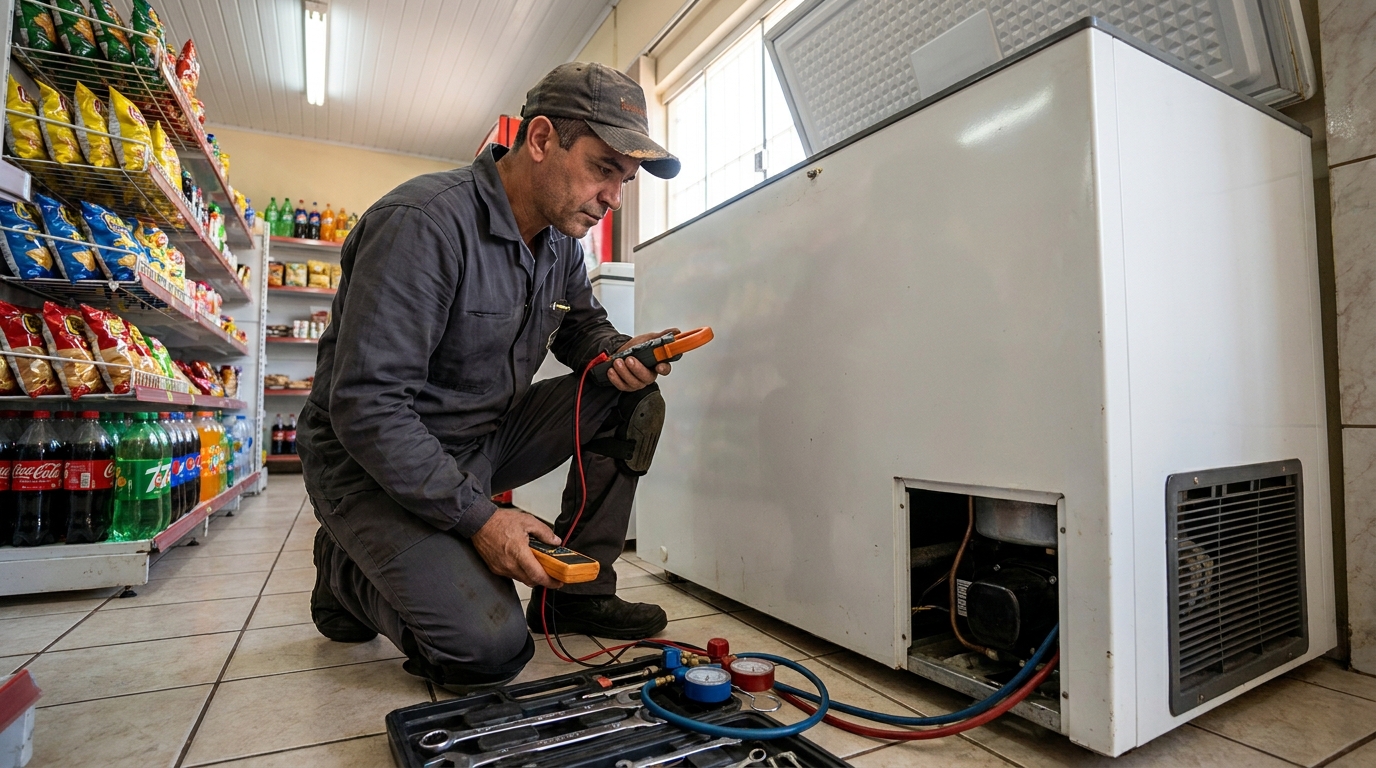Reparo na placa eletrônica do freezer em Maringá‑PR